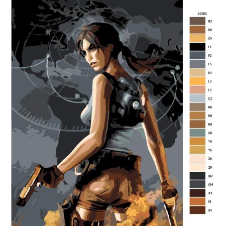 Pokyny na maľovanie podľa čísel Lara Croft 03