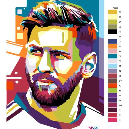 Pokyny na maľovanie podľa čísel Messi 01