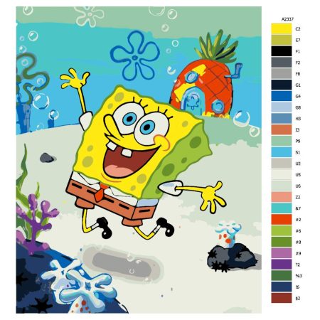 Pokyny na maľovanie podľa čísel SpongeBob
