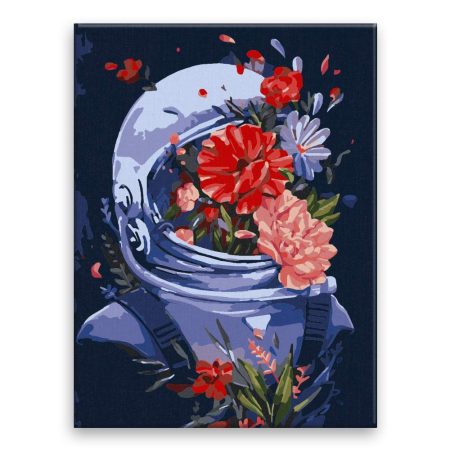 Maľovanie podľa čísel Astronaut s kvetinou