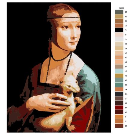 Pokyny na maľovanie podľa čísel Dáma s hranostajem Leonardo da Vinci