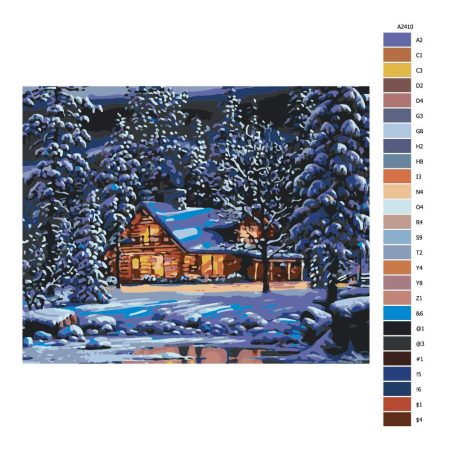 Pokyny na maľovanie podľa čísel Zimní horská chata