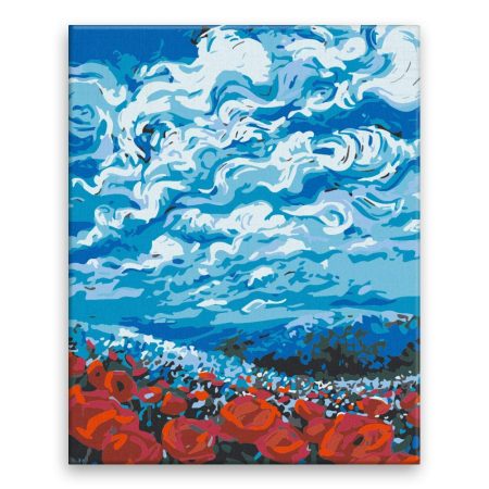 Maľovanie podľa čísel Tulipány a modrá obloha