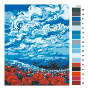 Pokyny na maľovanie podľa čísel Tulipány a modrá obloha