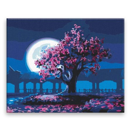 Maľovanie podľa čísel Rozkvetený strom v japonské zahradě