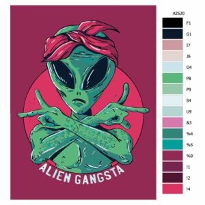 Pokyny na maľovanie podľa čísel Alien gangsta