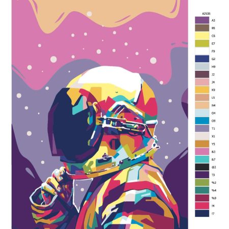 Pokyny na maľovanie podľa čísel Astronaut v duze