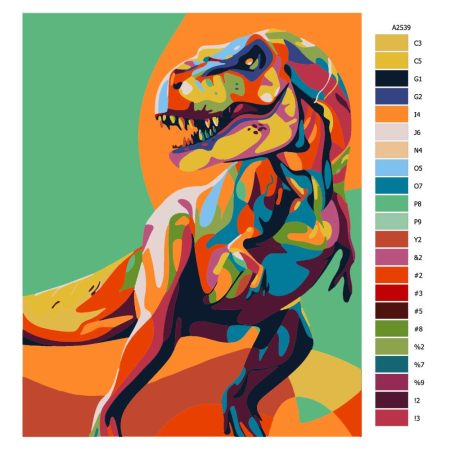 Pokyny na maľovanie podľa čísel Barevný dinosaurus