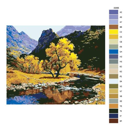 Pokyny na maľovanie podľa čísel Řeka v podzimních barvách