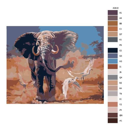 Pokyny na maľovanie podľa čísel Slon v poušti