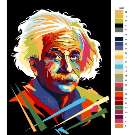 Pokyny na maľovanie podľa čísel Albert Einstein 01