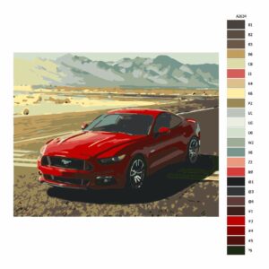 Pokyny na maľovanie podľa čísel Červený Mustang