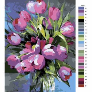 Pokyny na maľovanie podľa čísel Fialové tulipány