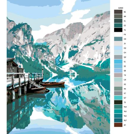 Pokyny na maľovanie podľa čísel Horské jezero 02