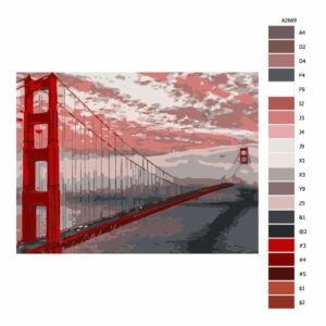 Pokyny na maľovanie podľa čísel Golden Gate Bridge