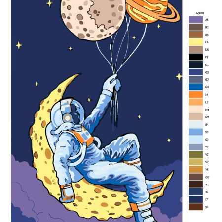 Návod pro malování podle čísel Astronaut na měsíci
