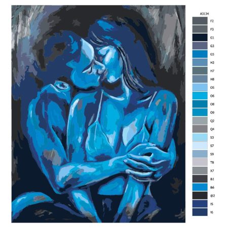 Návod pro malování podle čísel Romantika v modrém