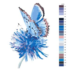 Návod pro malování podle čísel Motýl v modré