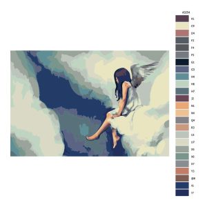 Návod pro malování podle čísel Anděl na oblaku