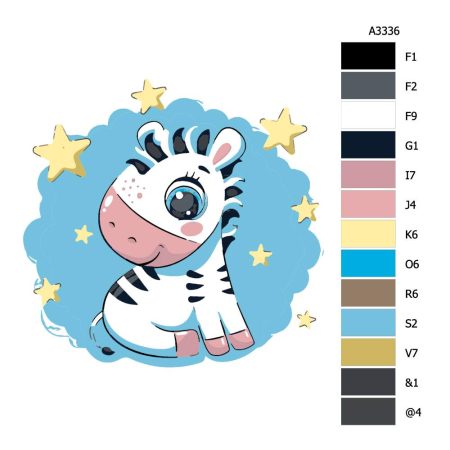 Návod pro malování podle čísel Zebra s hvězdama