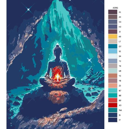 Návod pro malování podle čísel Buddha v jeskyni