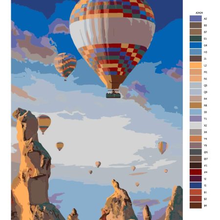 Návod pro malování podle čísel Let balonem
