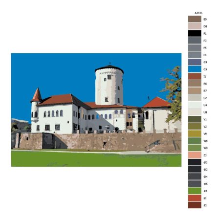 Návod pro malování podle čísel Budatínský hrad