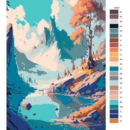 Návod pro malování podle čísel Podzim u jezera