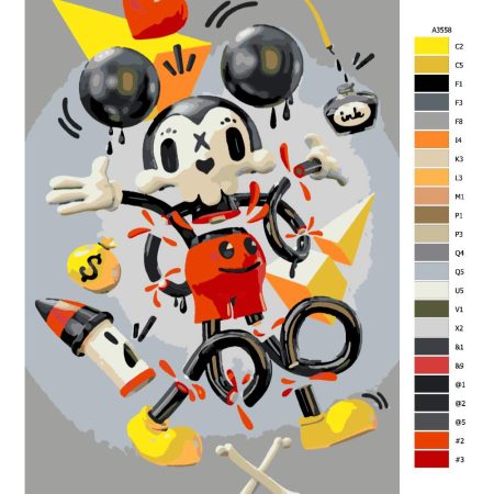 Návod pro malování podle čísel Robot Mickey