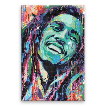 Diamantové malování Bob Marley v barvách
