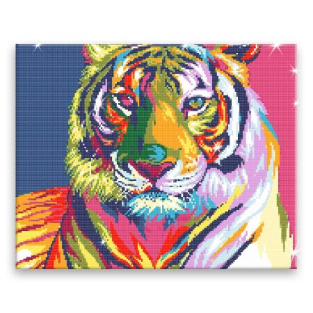 Diamantové malování Pohled tygra v barvách