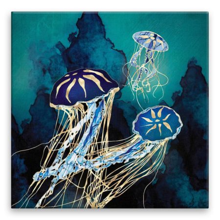 Fotoobraz na plátne Zlatě zářící medúzy