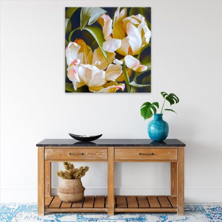 Obraz na plátne Dva okrakrasné tulipány v odkvětu