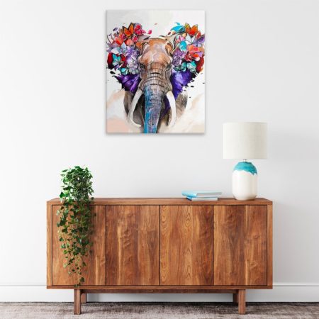 Obraz na plátne Slon s motýli