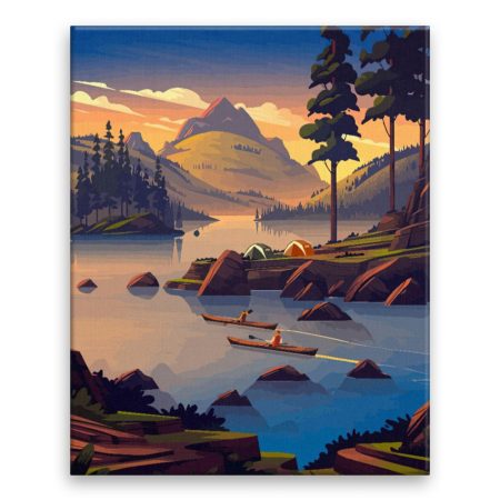 Fotoobraz na plátne Kempování u jezera